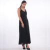 V-Neck Black Half Midi Dress