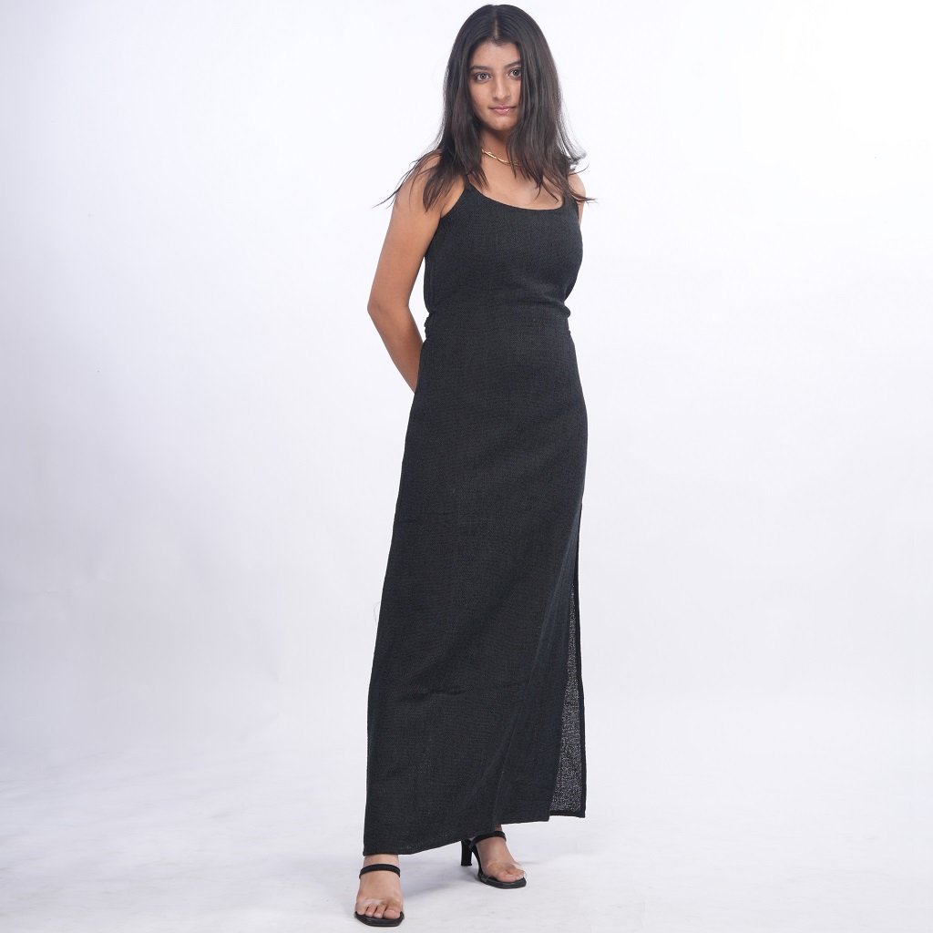 Black Statement Half Midi Dress