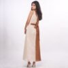 Brown & Cream Half Midi Dress